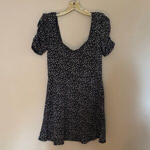 Divided Black Floral Mini Dress